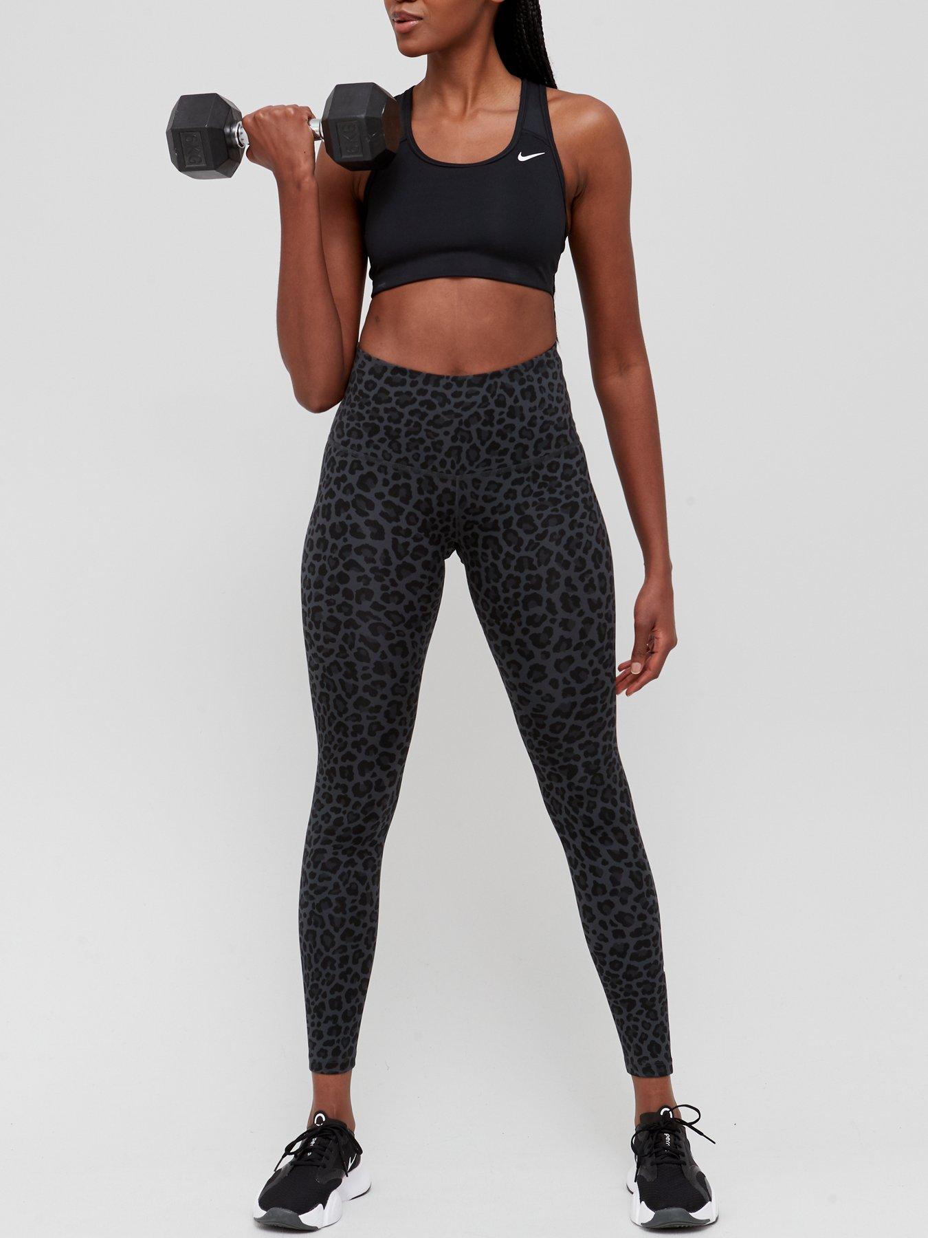 Dri-fit leggings in leopard print with high waist, light purple, Nike