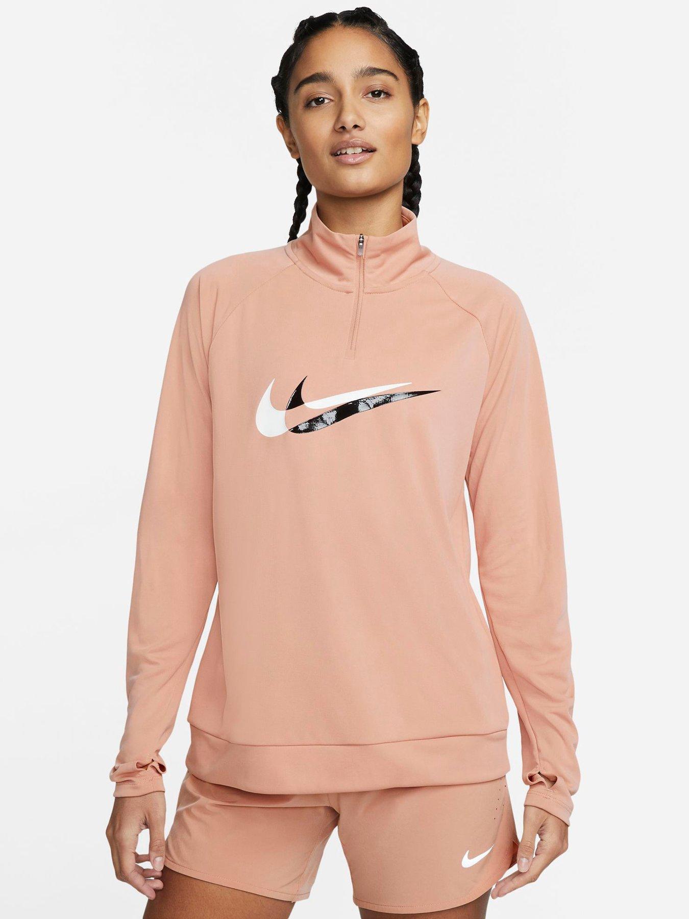 Nike Running Df Swoosh Half Zip Top - Rose Pink | littlewoods.com