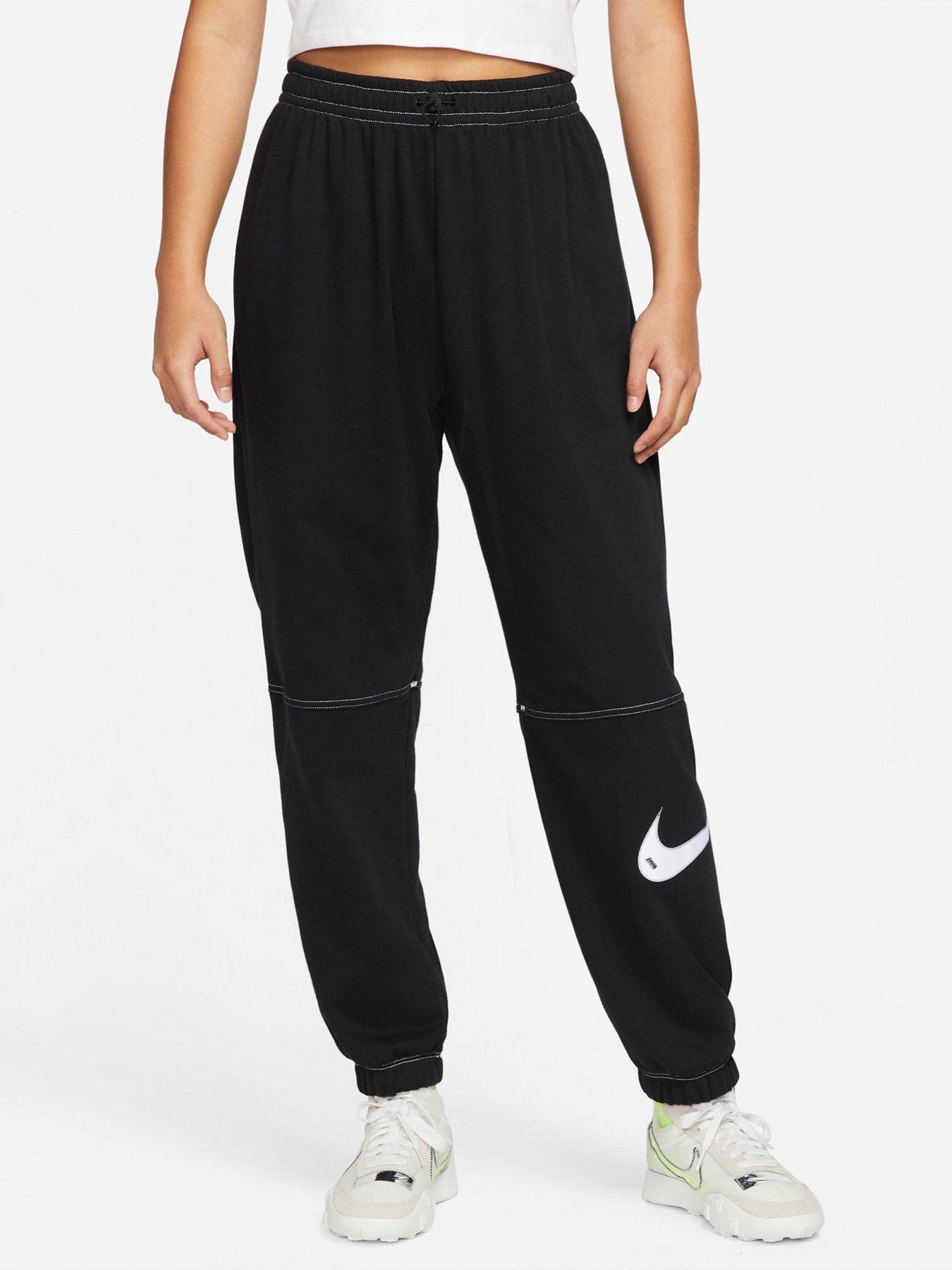 Nike swoosh joggers black sale