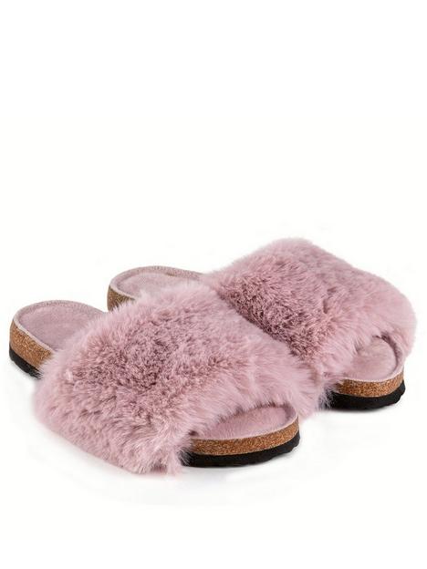 totes-ladies-cork-sole-faux-fur-slider-pink