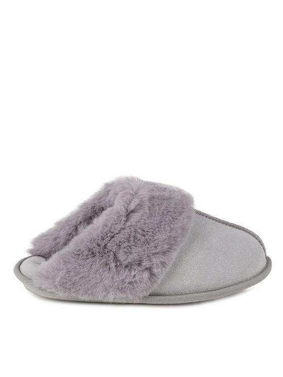 back image of totes-real-suede-mule-slipper-grey