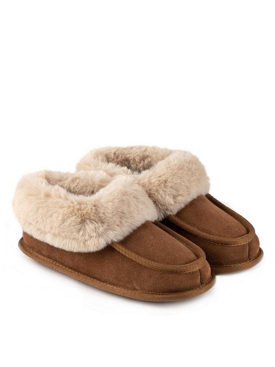 front image of totes-real-suede-moccasin-bootienbsp--tan