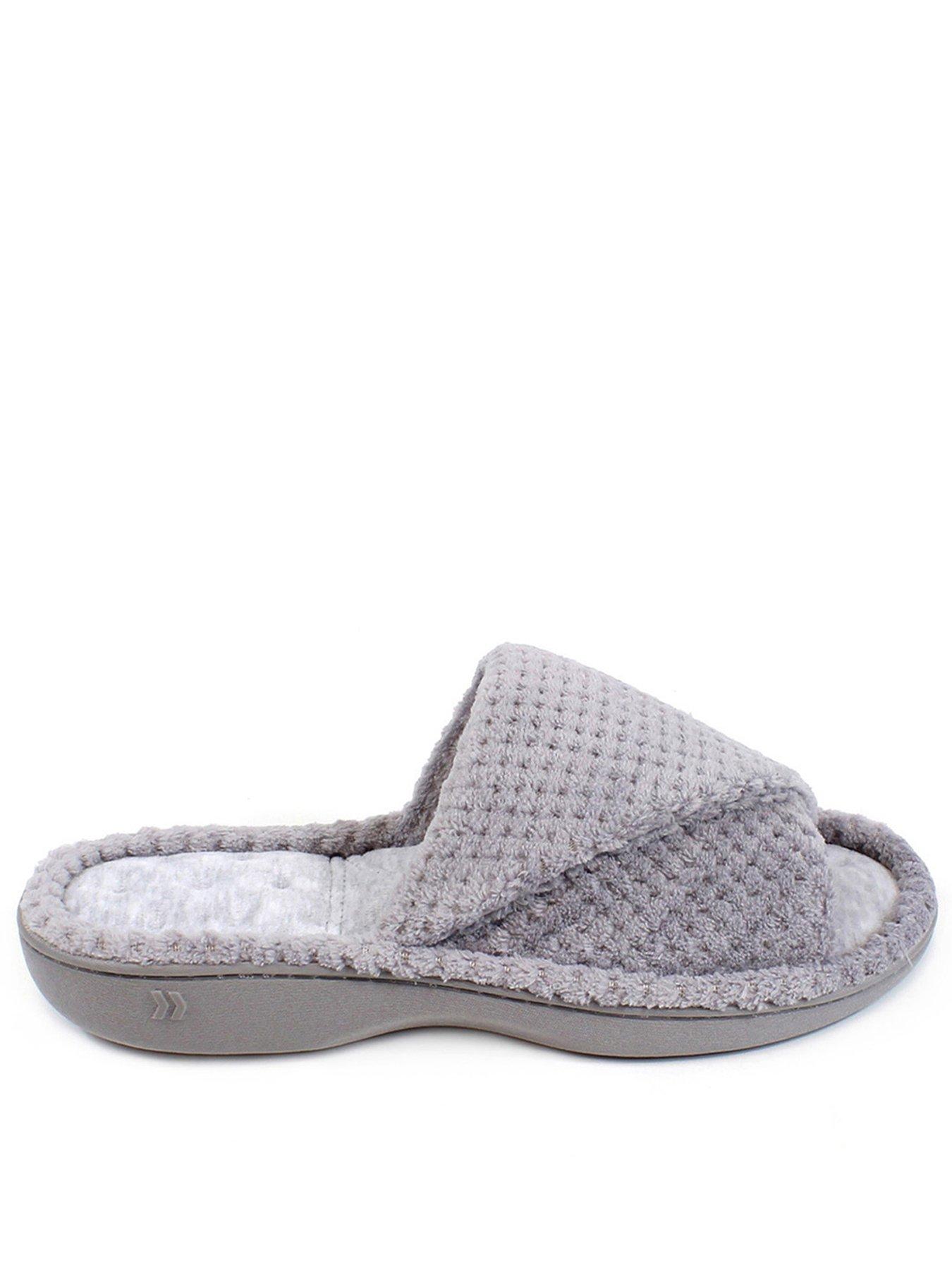 TOTES Ladies Cork Sole Nordic Felt Mule Slipper Grey