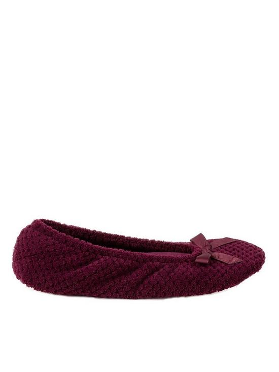 back image of totes-popcorn-ballet-slipper-with-bow-burgundy