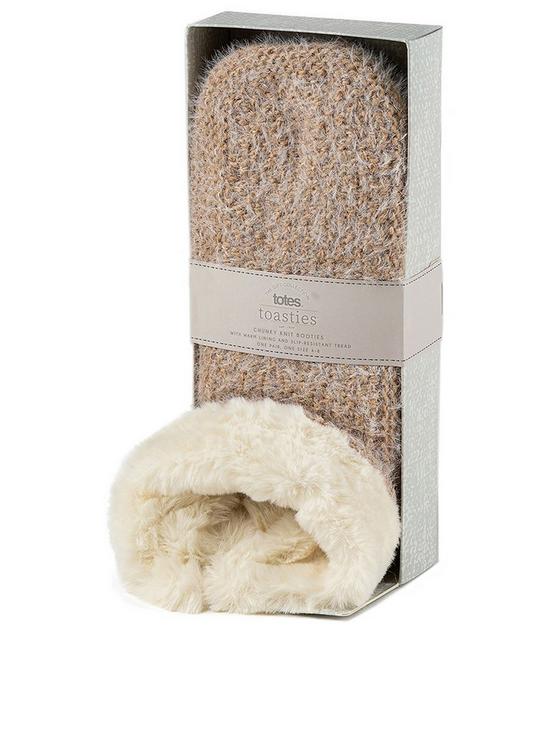 front image of totes-knitted-texture-bootie-oatmeal