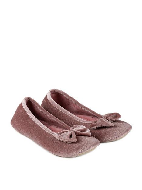 totes-sparkle-velour-ultra-comfort-ballet-slipper-pink