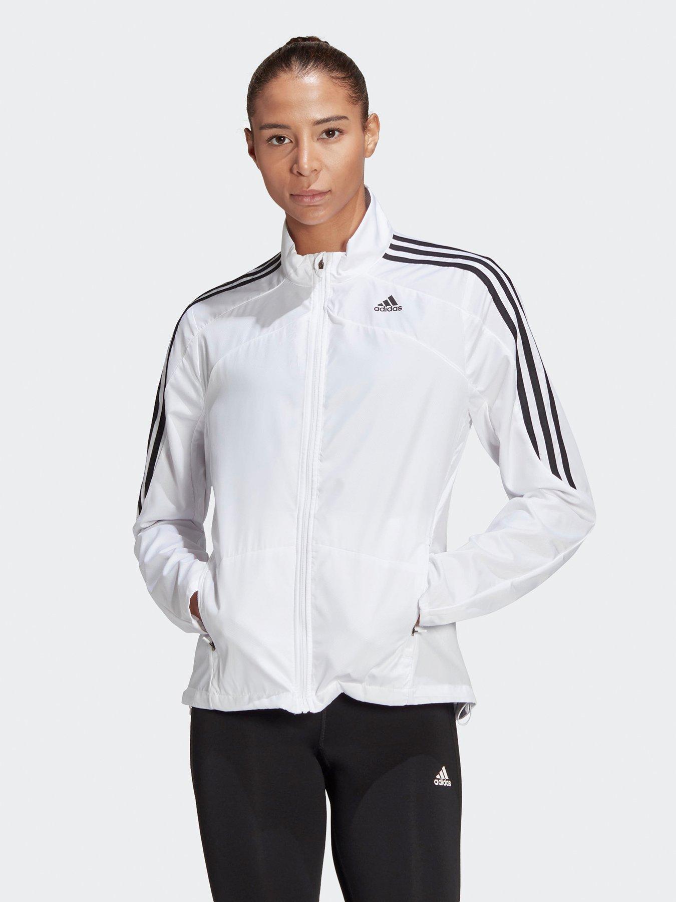 adidas white striped jacket