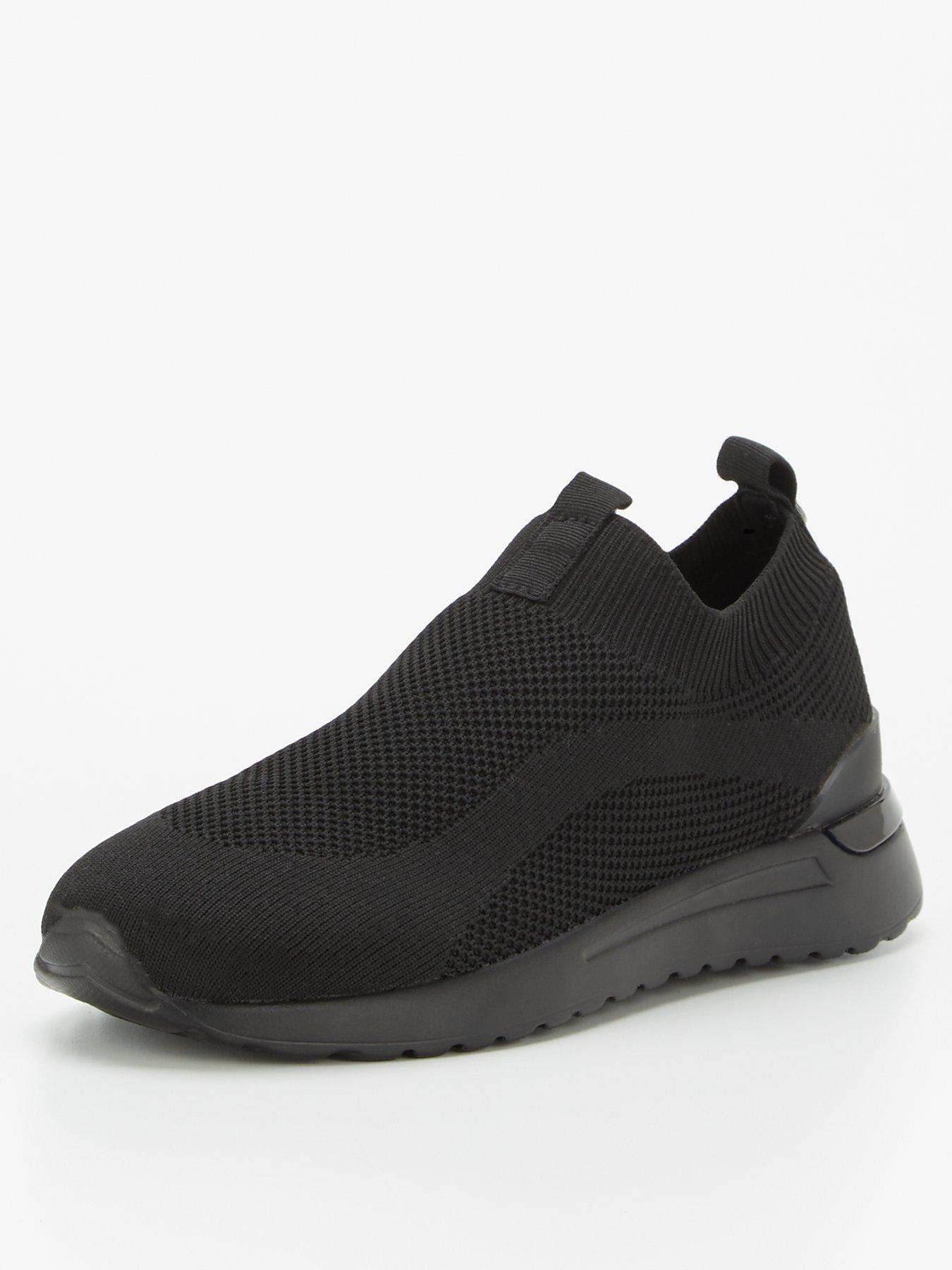  image of v-by-very-slip-on-knitted-trainer-black