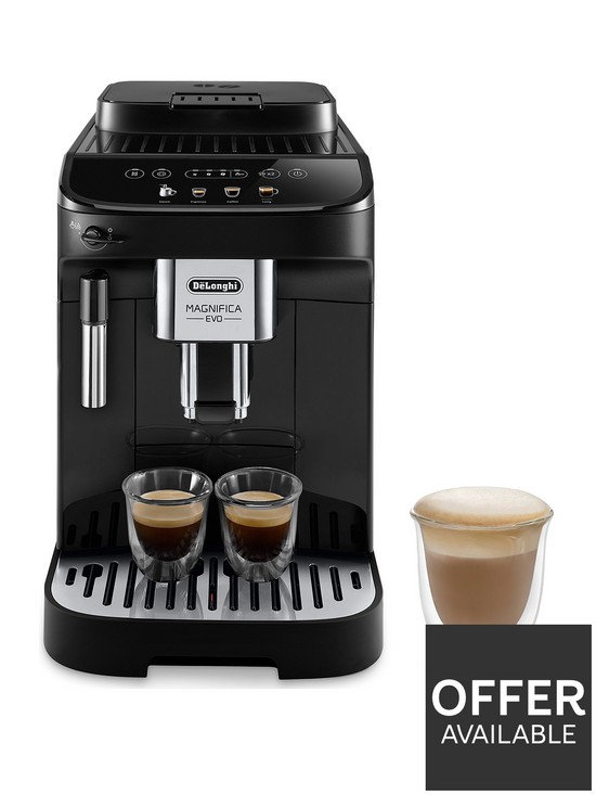 front image of delonghi-magnifica-evo-automatic-bean-to-cup-coffee-machine-ecam29021b