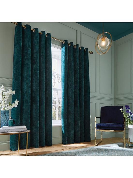 front image of hyperion-selene-weighted-thermal-eyelet-curtains