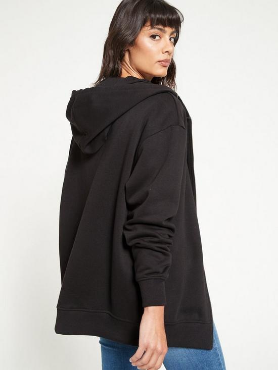 stillFront image of everyday-the-essential-oversized-zip-through-hoodie-black