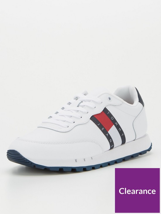 stillFront image of tommy-jeans-leather-runner-trainers-white