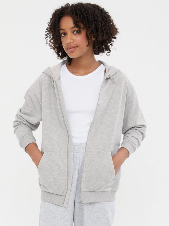 stillFront image of new-look-915-girls-zip-hoodie-grey