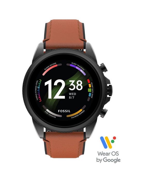 front image of fossil-gen-6-mens-smartwatch-leather