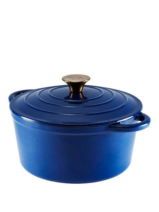 front image of tower-barbary-amp-oak-24-cmnbspcast-ironnbspround-casserole-blue