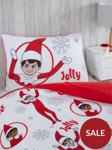 elf-on-the-shelf-fleece-christmasnbspbedding-single-duvet-cover-set