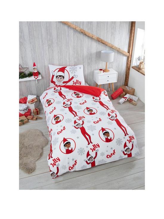 stillFront image of elf-on-the-shelf-fleece-christmas-bedding-single-duvet-cover-set-multi