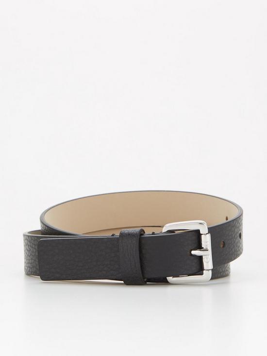 front image of hugo-mayfair-leather-belt-black