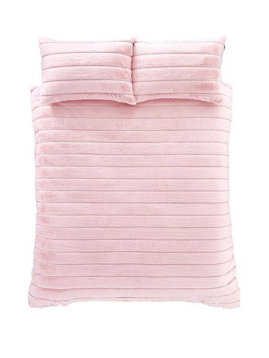 stillFront image of sassy-b-hella-cosy-banded-faux-fur-duvet-covernbspset-pink