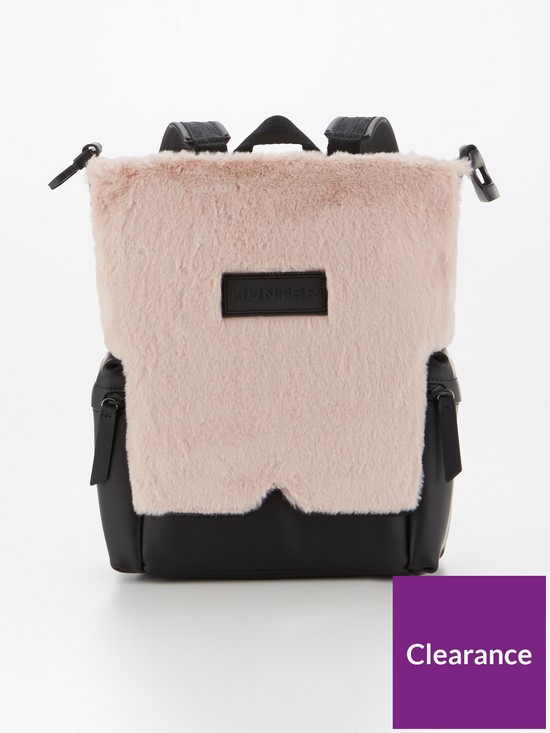 front image of hunter-faux-fur-topclip-mini-backpack