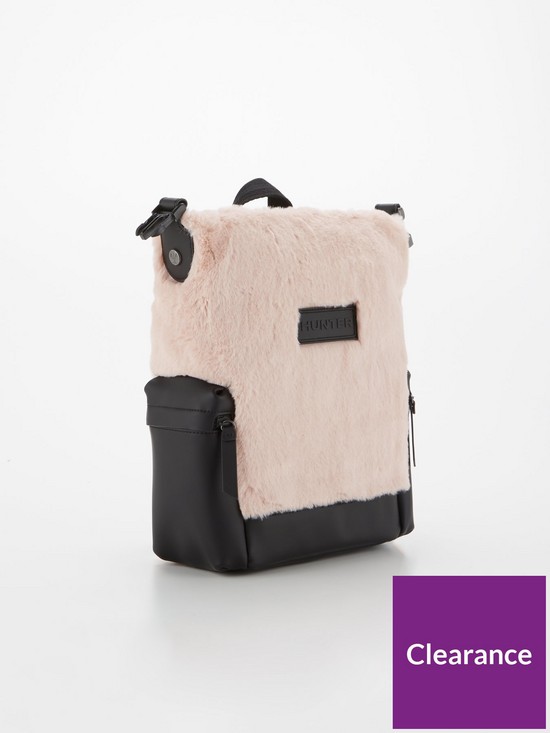 back image of hunter-faux-fur-topclip-mini-backpack
