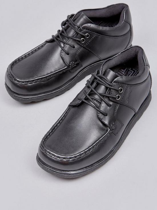 front image of pod-milo-boys-lace-moccasin-school-shoes-black