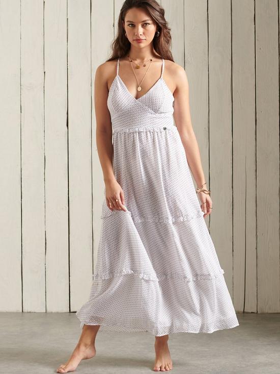 front image of superdry-margaux-maxi-dress-white