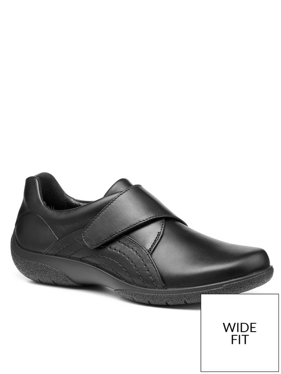 front image of hotter-sugar-ii-wide-fit-flat-shoes-black