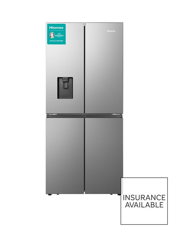 front image of hisense-rq560n4wcf-79cm-wide-total-non-frost-american-style-multi-door-fridge-freezer-with-water-dispenser-stainless-steel-look