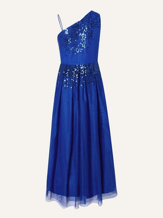 back image of monsoon-girls-sew-elisha-one-shoulder-sequin-prom-dress-blue