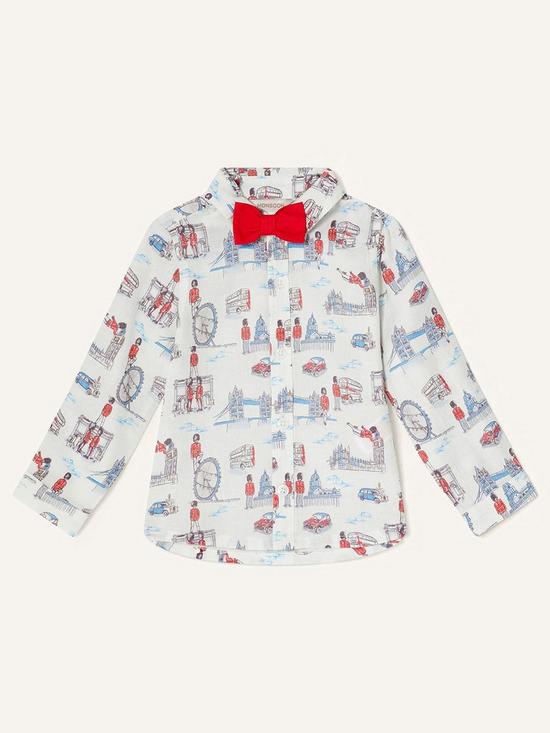 front image of monsoon-boys-guarding-london-shirt-with-bow-tie-ivory