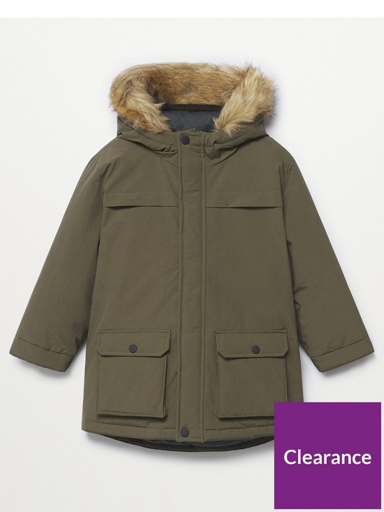 front image of mango-boys-faux-fur-hooded-parka