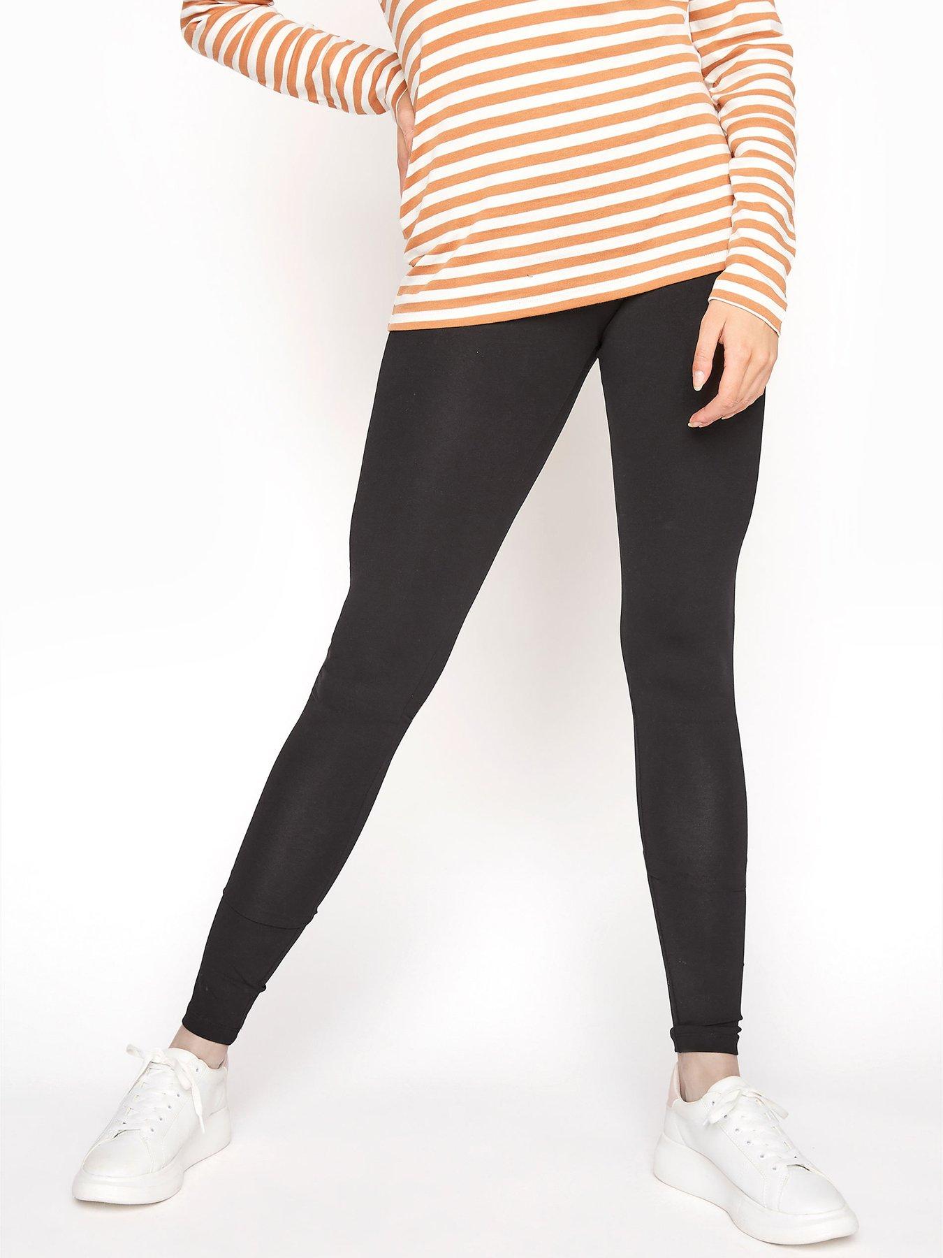 Long Tall Sally Black Ponte Leggings with PU Stripe