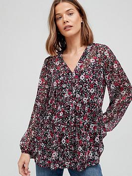 v-by-very-button-detail-drop-hem-blouse-floral