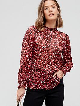 v-by-very-lurex-detail-high-neck-shell-blouse-red-animalnbsp