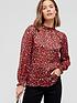 v-by-very-lurex-detail-high-neck-shell-blouse-red-animalnbspfront