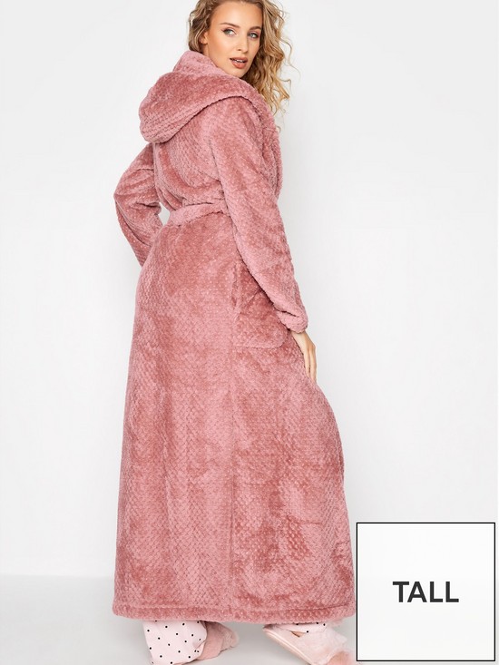 stillFront image of long-tall-sally-honeycomb-hooded-robe-pink