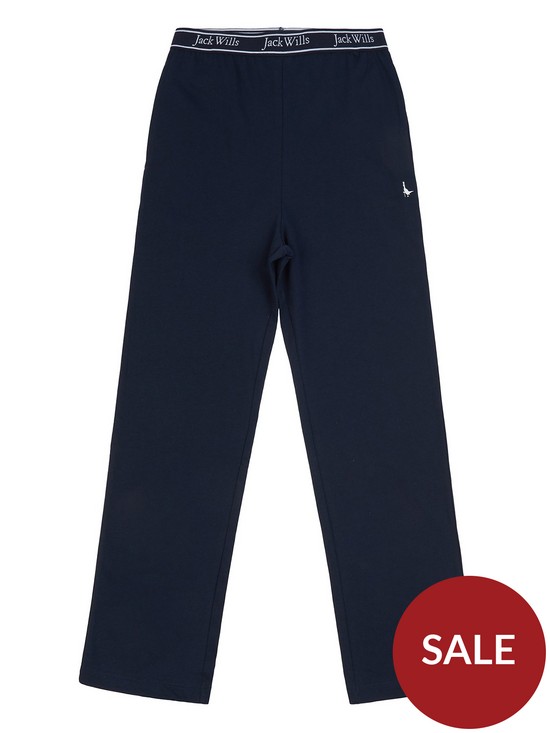 front image of jack-wills-boys-lounge-trousers-navy