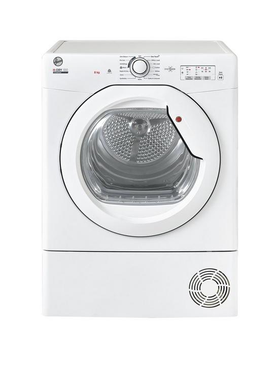 front image of hoover-h-dry-100-hlec8lg-80-8kg-condenser-tumble-dryer--nbspwhite