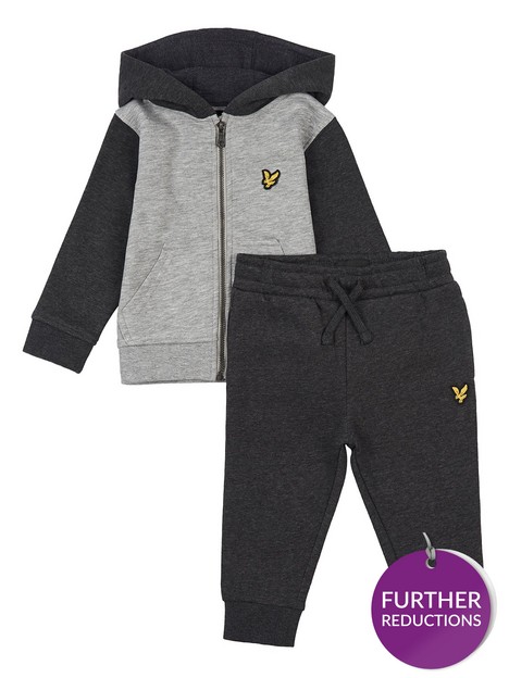 lyle-scott-toddler-boys-colour-block-zip-hoodie-and-jog-set-grey