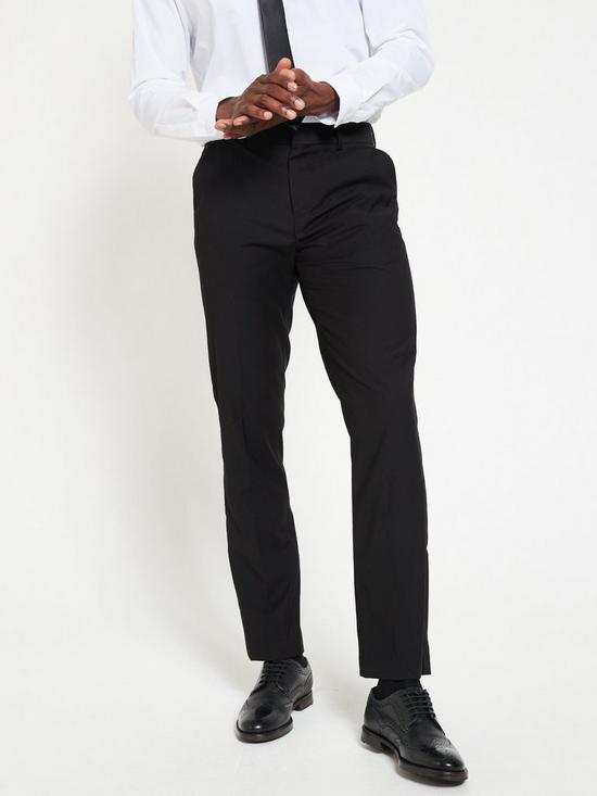 front image of everyday-regular-fit-stretch-suit-trouser-black