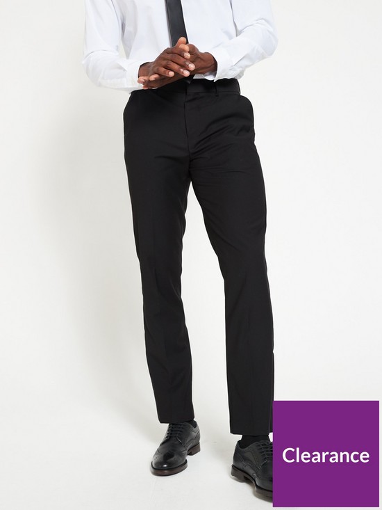 front image of everyday-regular-fit-stretch-suit-trouser-black