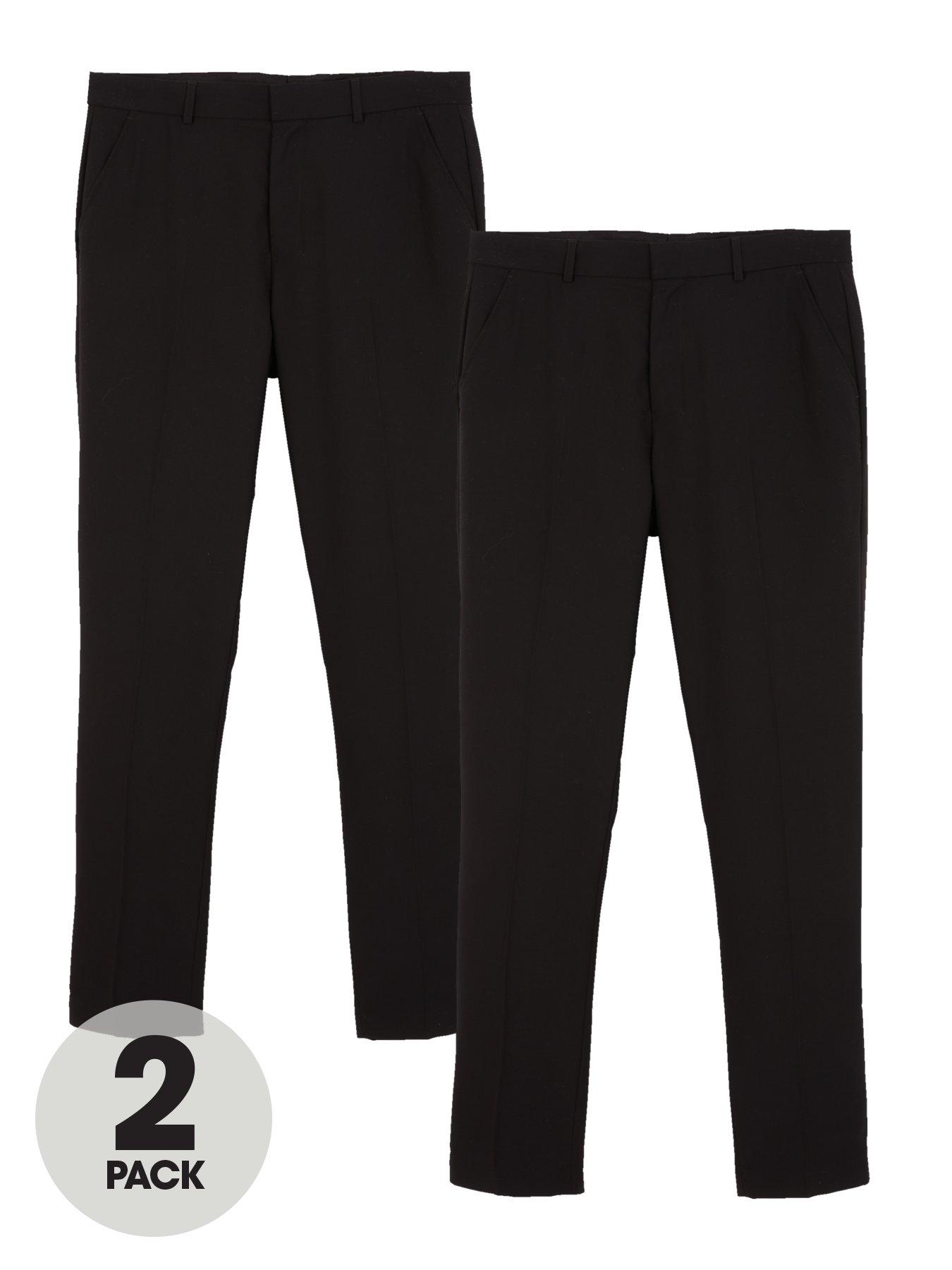  image of everyday-regular-fit-stretch-suit-trouser-2-pack-black
