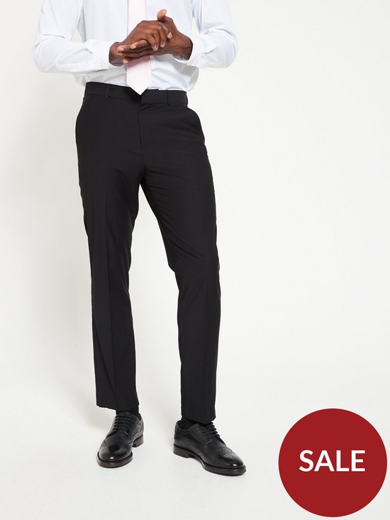 stillFront image of everyday-regular-fit-stretch-suit-trouser-2-pack-black