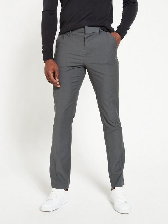 front image of very-man-slim-fit-stretch-trouser-charcoal