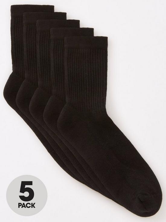 front image of everyday-unisex-5-packnbspsports-socks-black