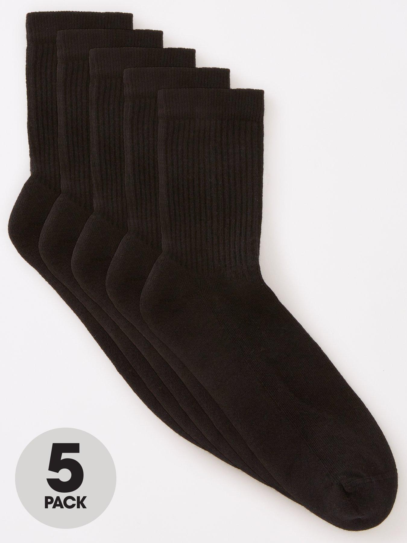 undefined Unisex 5 Pack Black Sports Socks