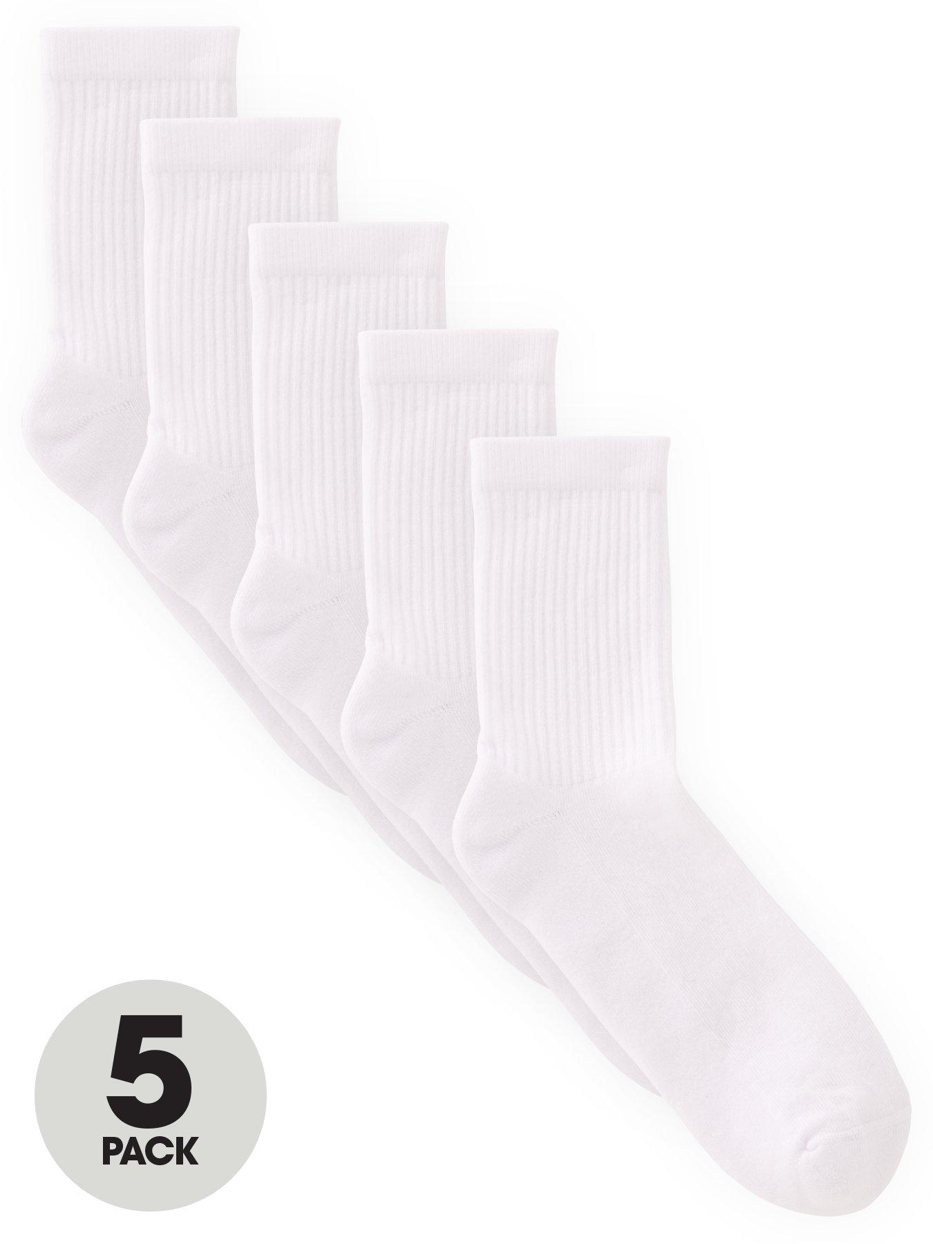 undefined 5 Pack of Unisex White Sports Socks - White