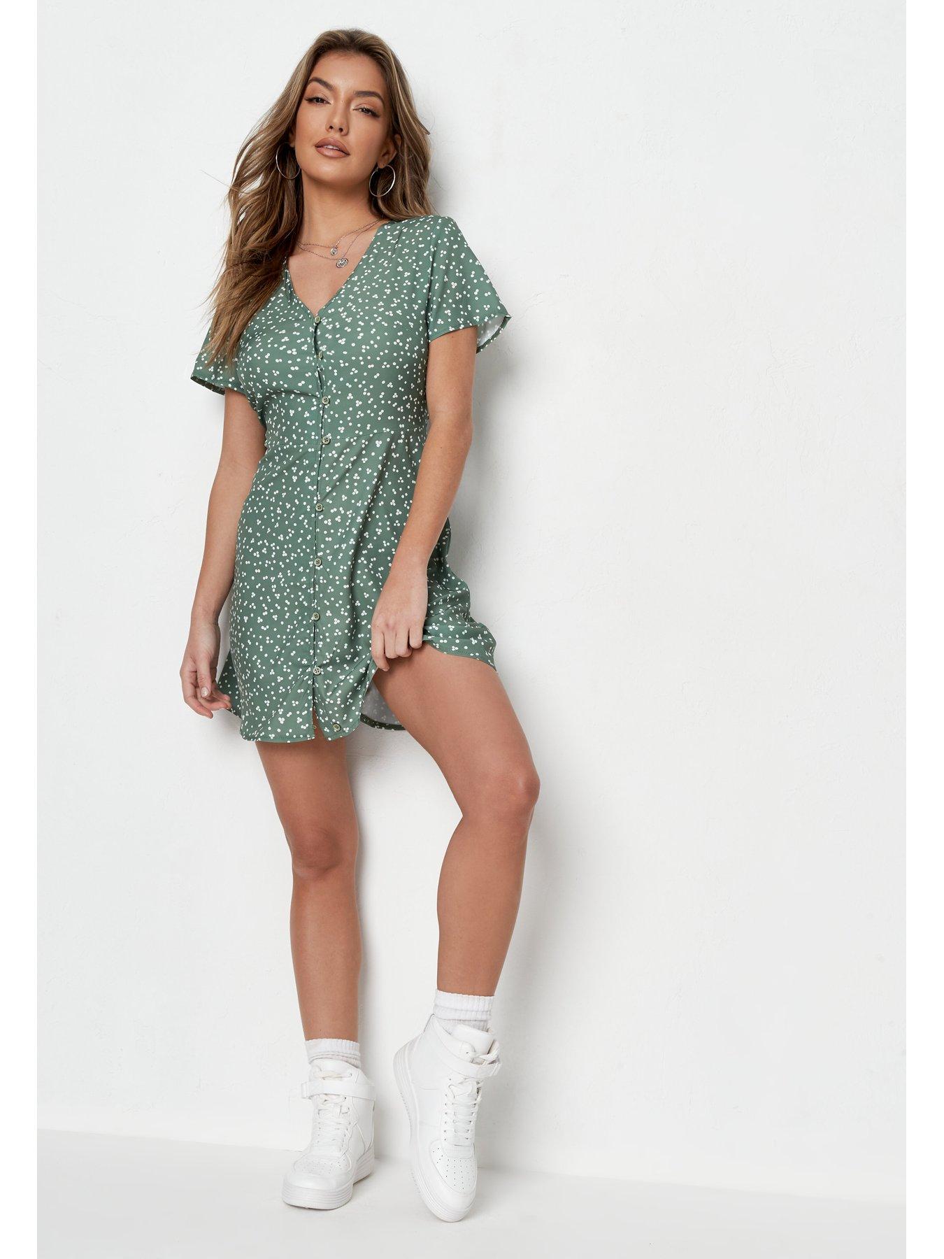 missguided mint polka dot dress