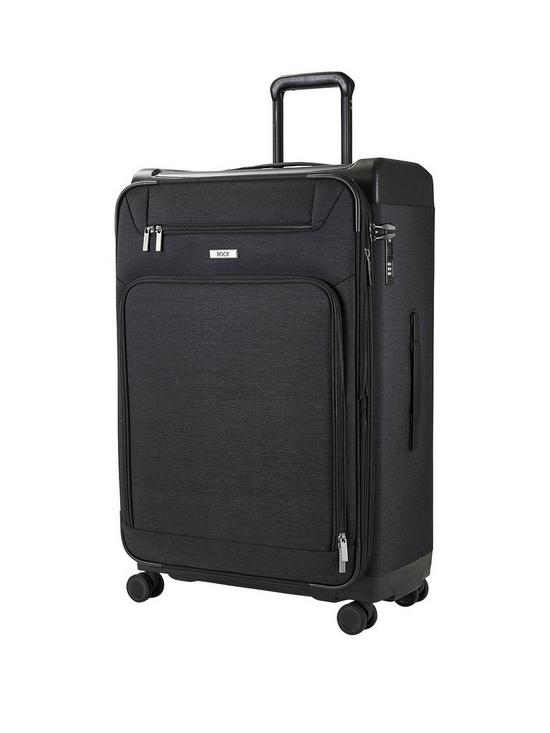 front image of rock-luggage-parker-8-wheel-suitcase-large-black
